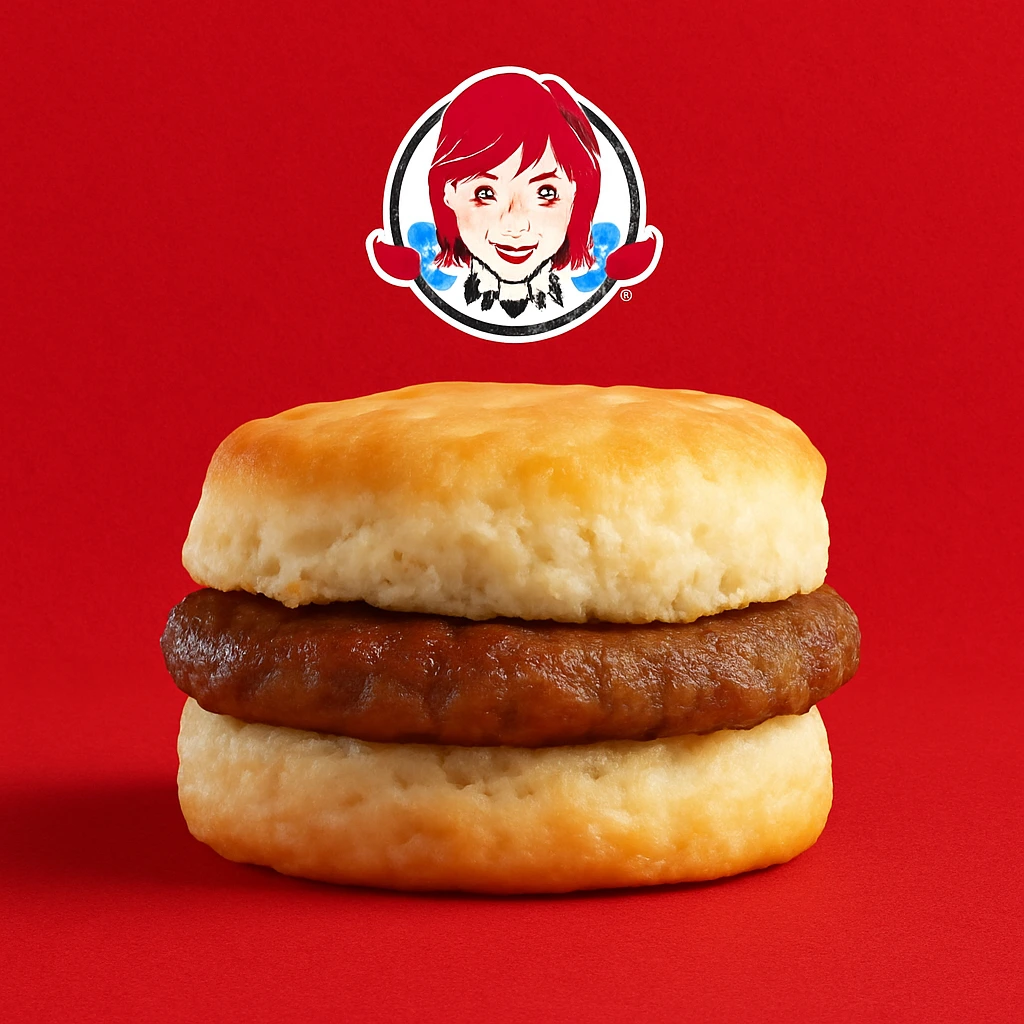 Breakfast menu 27 Wendy’s Sausage Biscuit – buttery biscuit with savory sausage patty.