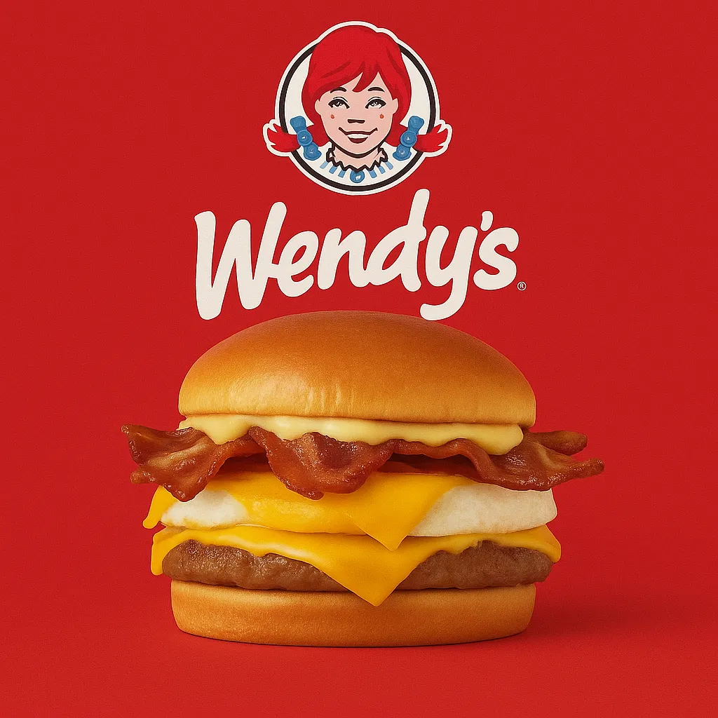Breakfast menu 10 Wendy’s Breakfast Baconator – bacon, egg, sausage, and cheese breakfast sandwich.
