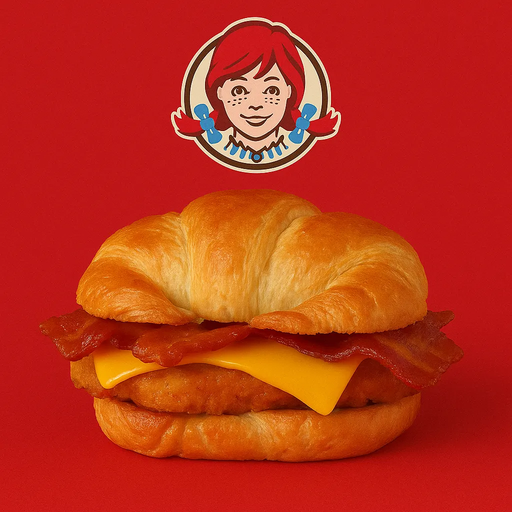 Breakfast menu 14 Wendy’s Maple Bacon Chicken Croissant – breakfast sandwich with chicken, bacon, and maple butter.