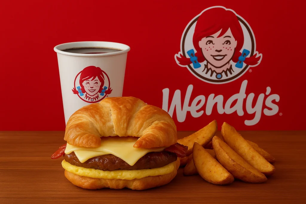 Breakfast menu 2 sausage egg swiss croissant combo